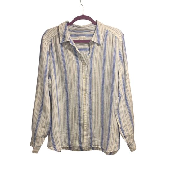 Charter Club Womens Nautical Striped Coastal Button Up Tunic Top XL Beach Resort - Picture 1 of 5